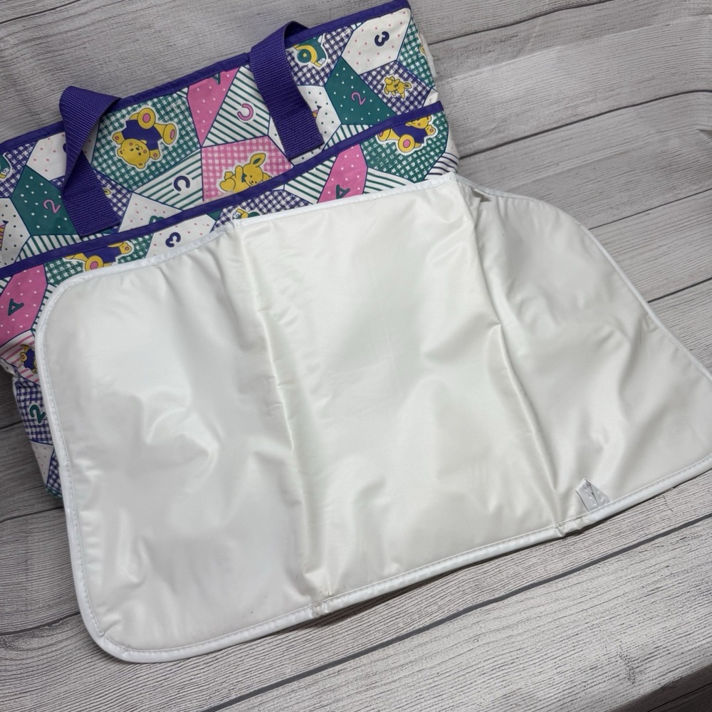 Vintage 90's Diaper Bag Babies Alley Purple Pink Patchwork With Changing Pad - Picture 10 of 12
